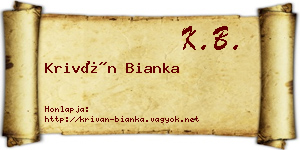 Kriván Bianka névjegykártya