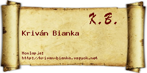Kriván Bianka névjegykártya